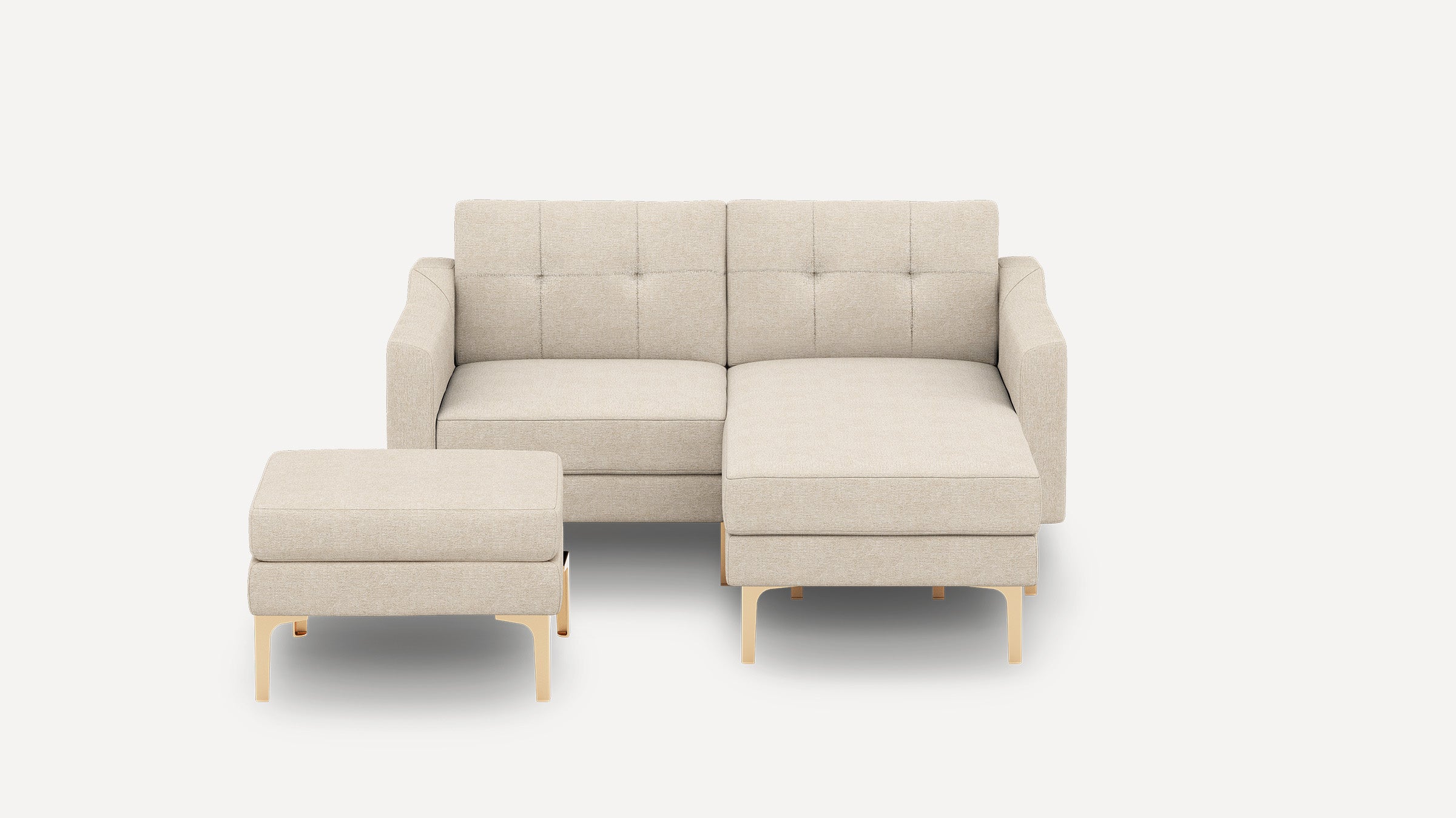 Nomad Plus Loveseat with Chaise and Ottoman - Georgia Clay - Performance Chenille / Brass - Metal / Slope Arm