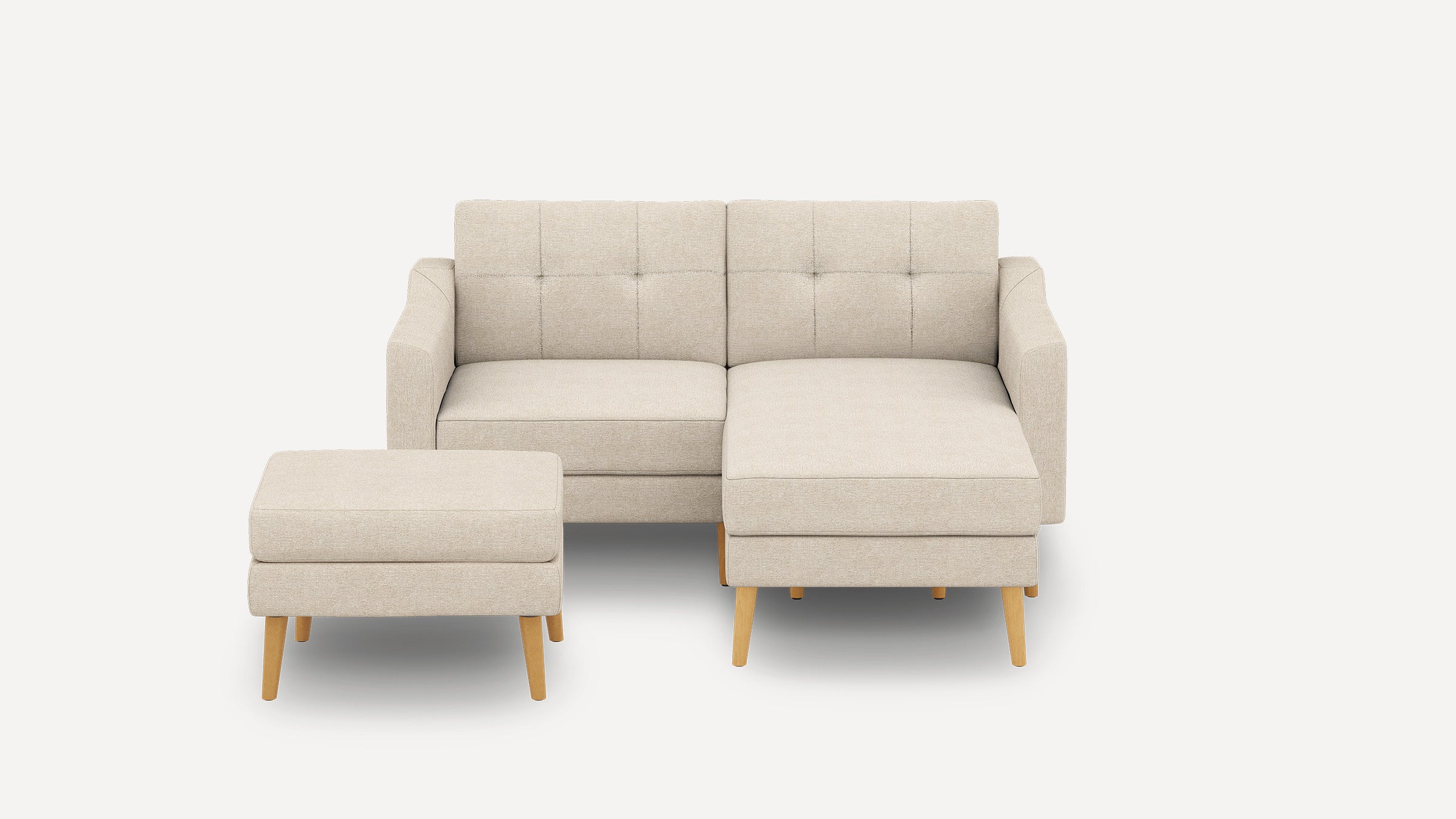 Nomad Plus Loveseat with Chaise and Ottoman - Georgia Clay - Performance Chenille / Oak - Wood / Slope Arm