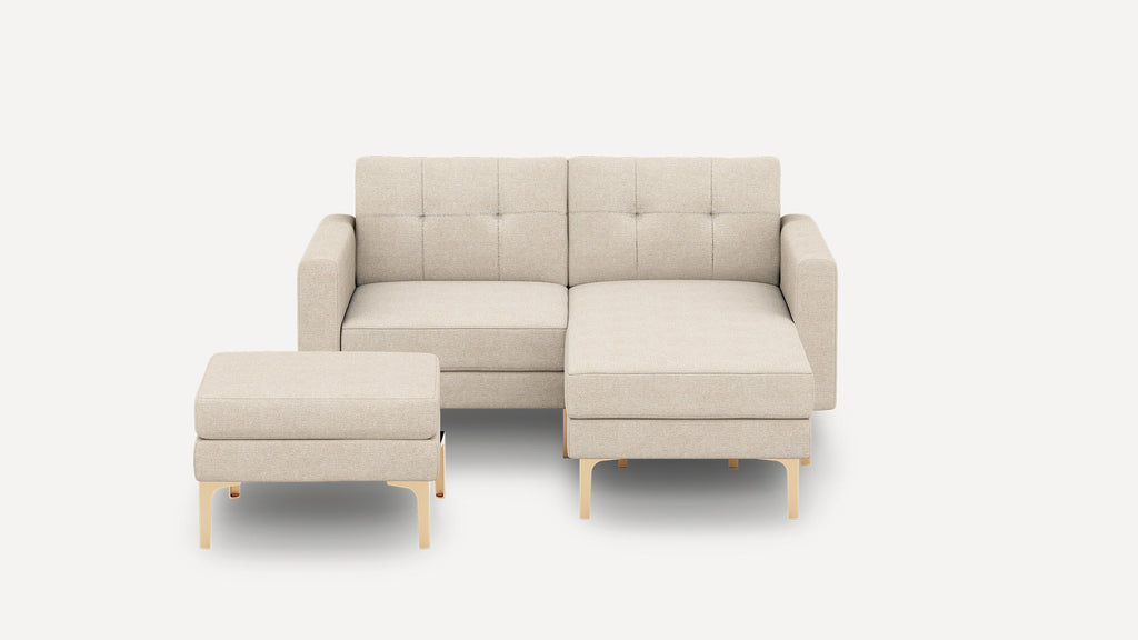 Nomad Plus Loveseat with Chaise and Ottoman - Georgia Clay - Performance Chenille / Brass - Metal / Block Arm
