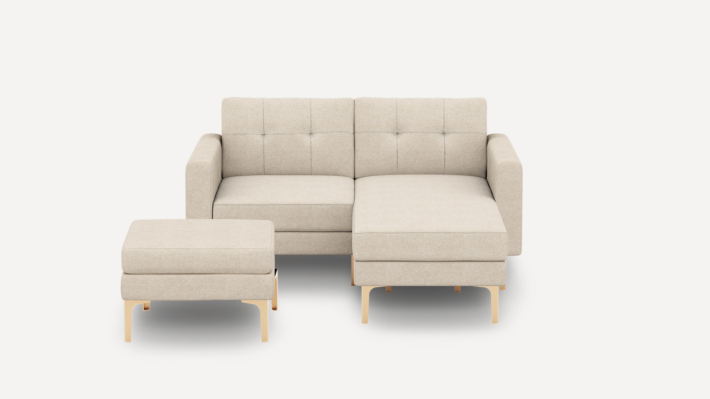Nomad Plus Loveseat with Chaise and Ottoman - Georgia Clay - Performance Chenille / Brass - Metal / Block Arm