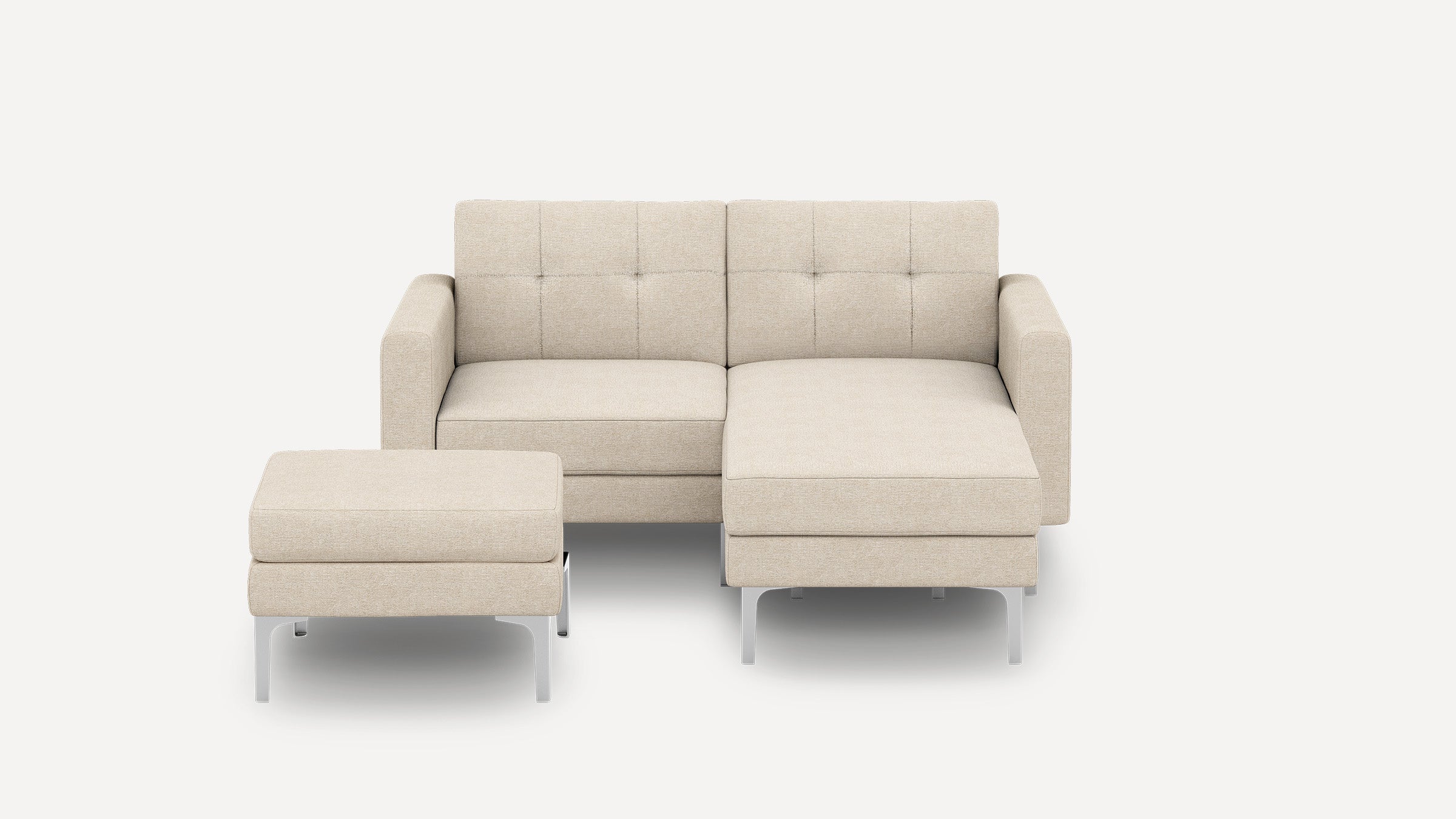 Nomad Plus Loveseat with Chaise and Ottoman - Georgia Clay - Performance Chenille / Chrome - Metal / Block Arm