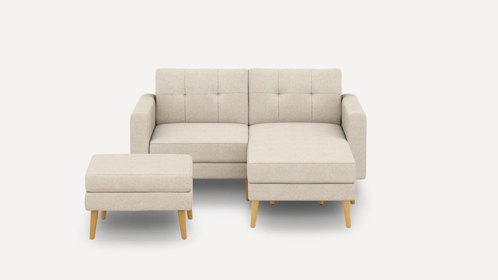 Nomad Plus Loveseat with Chaise and Ottoman - Georgia Clay - Performance Chenille / Oak - Wood / Block Arm