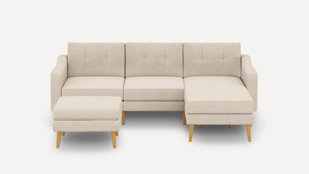 Nomad Plus Sofa Sectional with Ottoman - Georgia Clay - Performance Chenille / Oak - Wood / Slope Arm