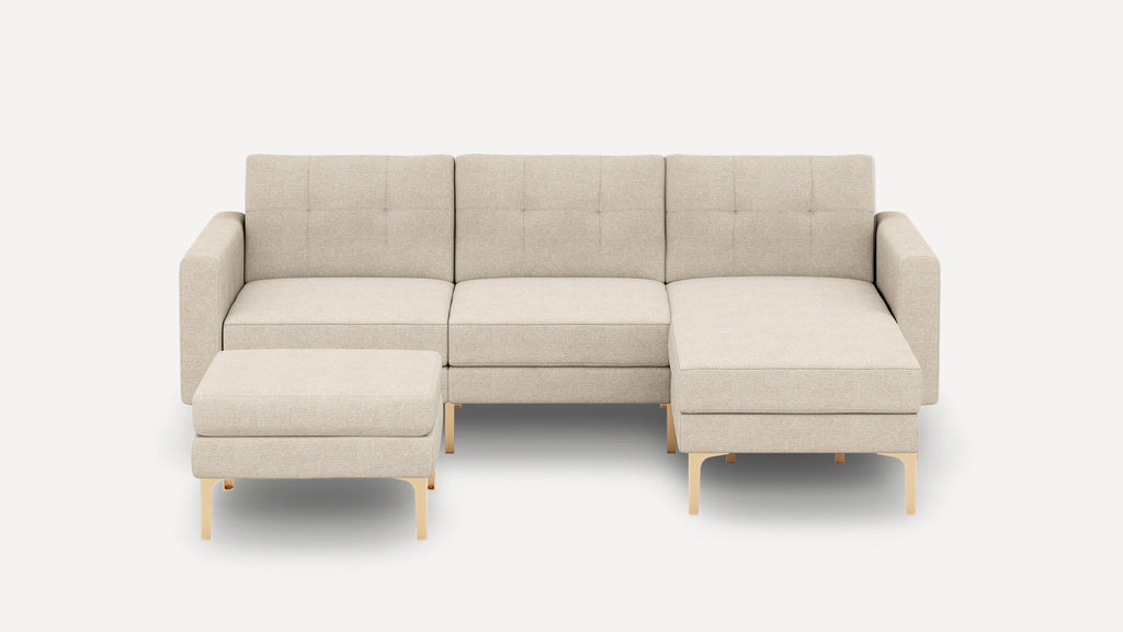 Nomad Plus Sofa Sectional with Ottoman - Georgia Clay - Performance Chenille / Brass - Metal / Block Arm