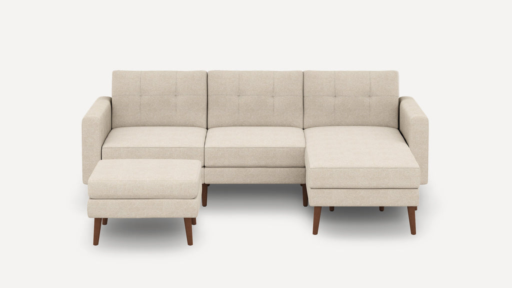 Nomad Plus Sofa Sectional with Ottoman - Georgia Clay - Performance Chenille / Walnut - Wood / Block Arm