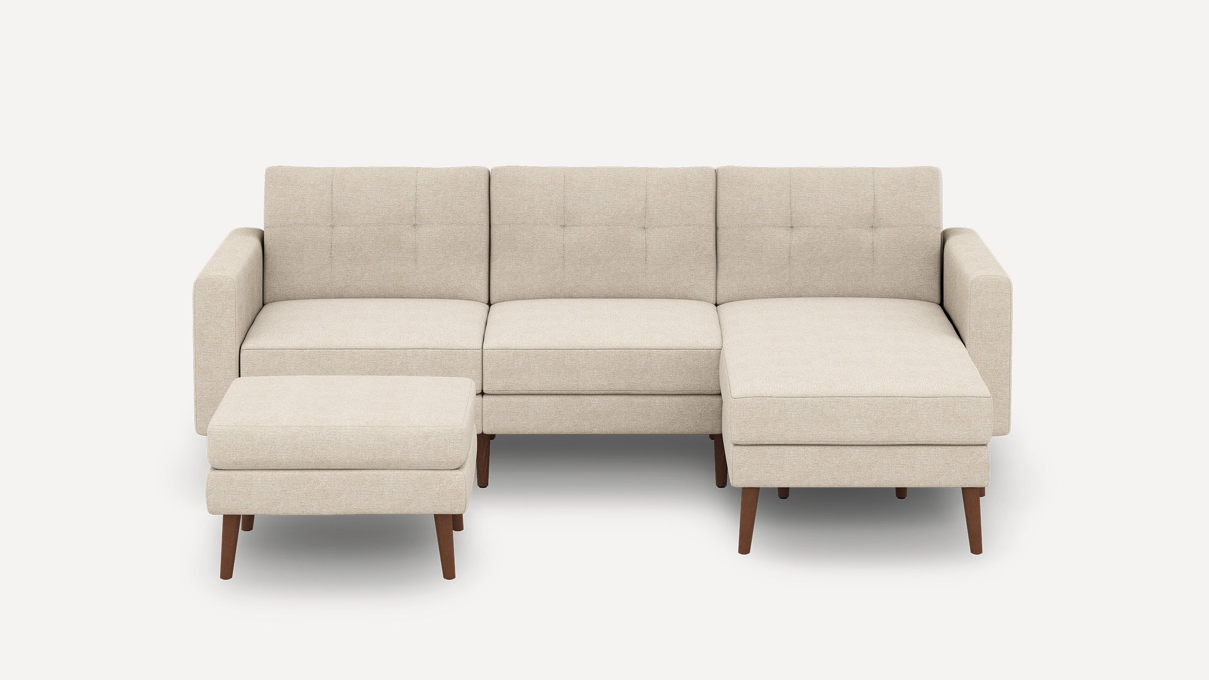 Nomad Plus Sofa Sectional with Ottoman - Georgia Clay - Performance Chenille / Walnut - Wood / Block Arm