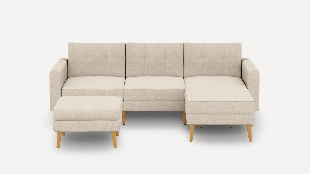 Nomad Plus Sofa Sectional with Ottoman - Georgia Clay - Performance Chenille / Oak - Wood / Block Arm