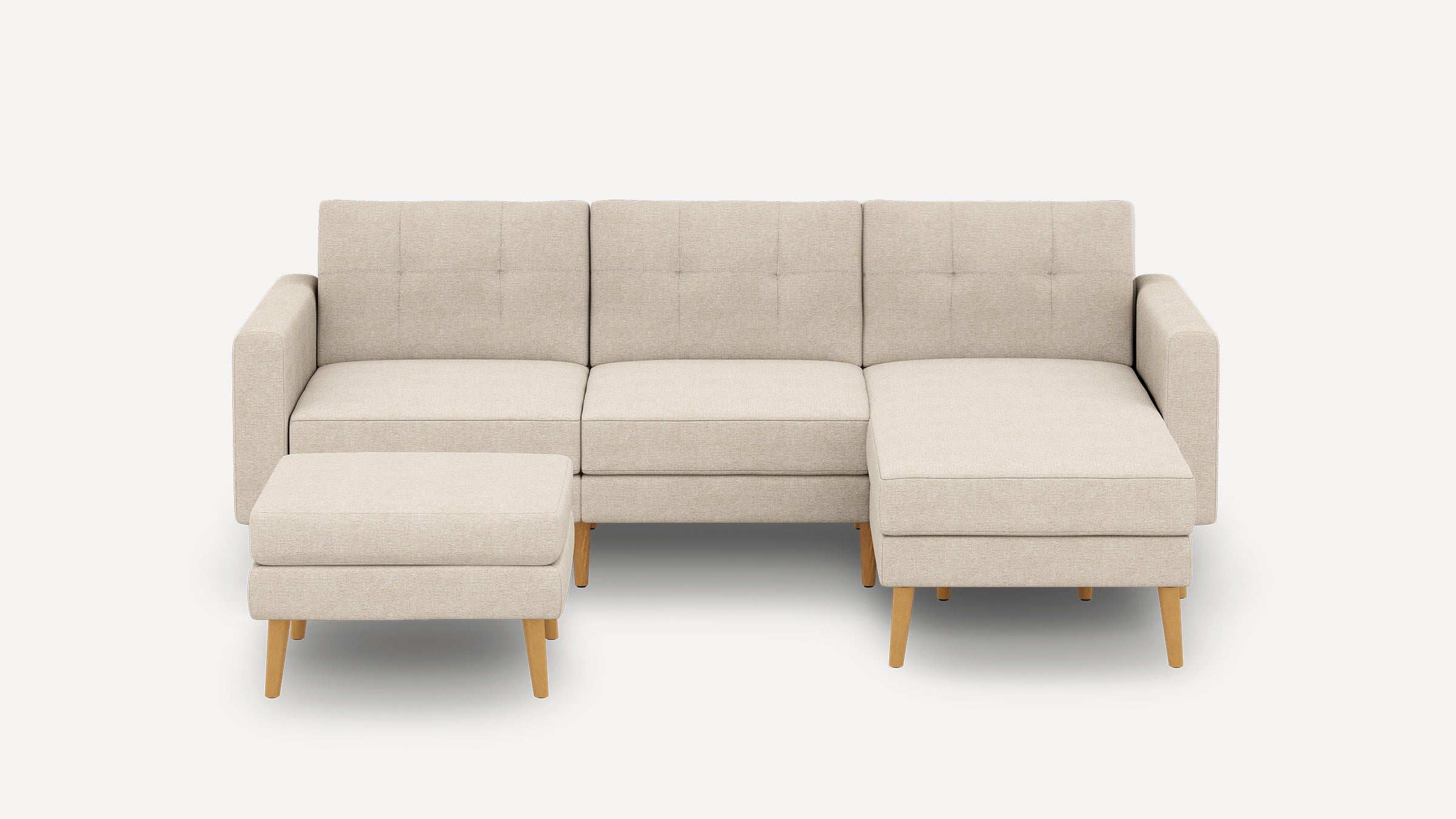 Nomad Plus Sofa Sectional with Ottoman - Georgia Clay - Performance Chenille / Oak - Wood / Block Arm