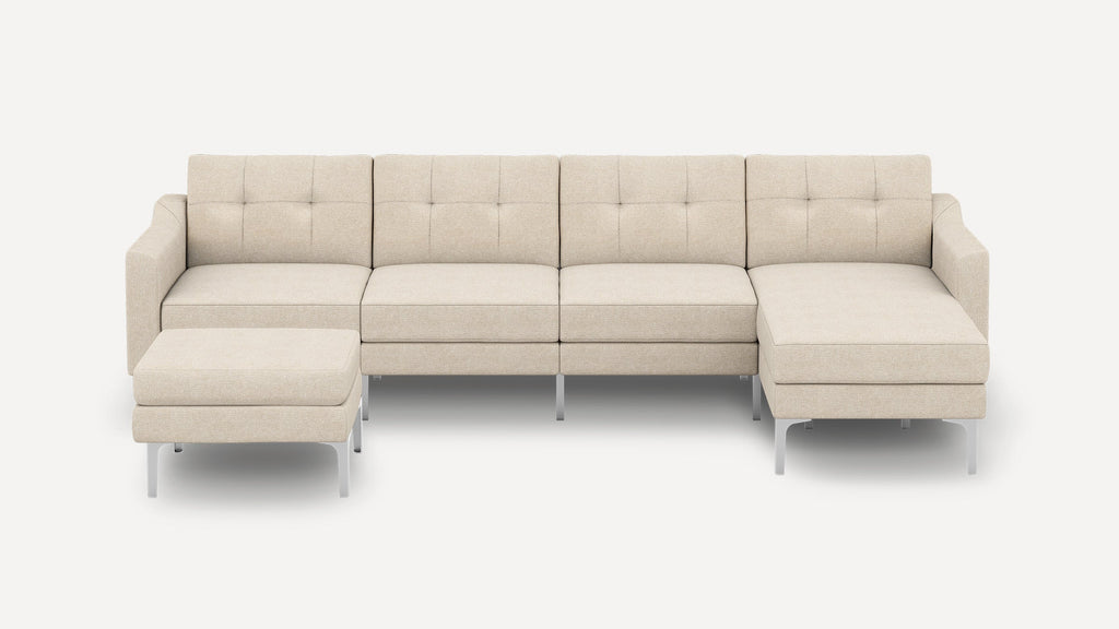 Nomad Plus King Sectional with Ottoman - Georgia Clay - Performance Chenille / Chrome - Metal / Slope Arm