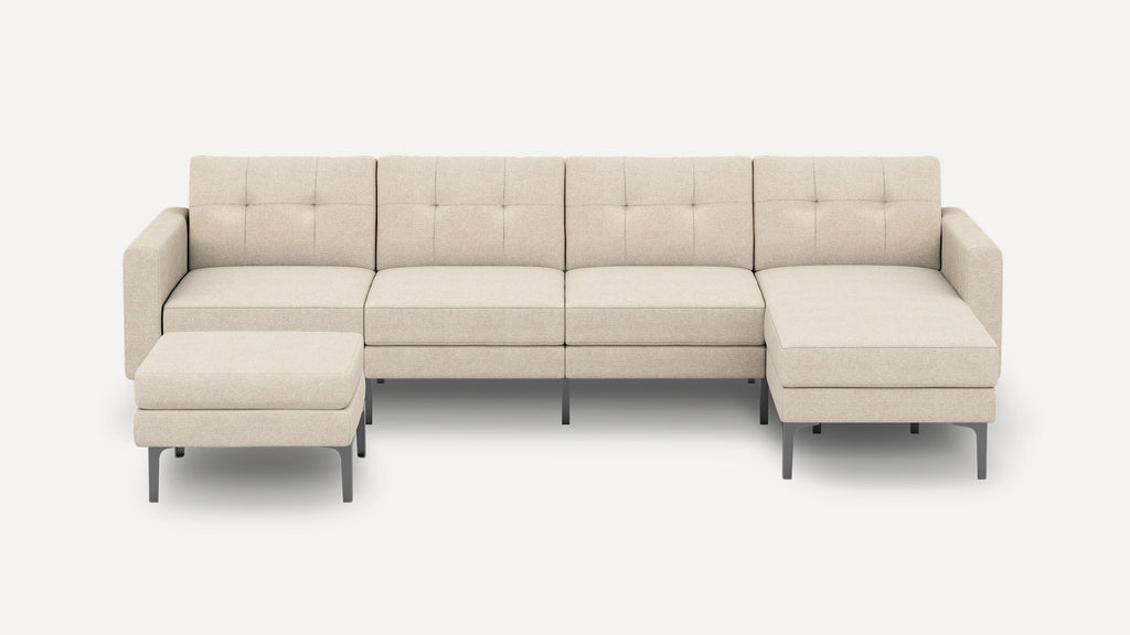 Nomad Plus King Sectional with Ottoman - Georgia Clay - Performance Chenille / Black - Metal / Block Arm