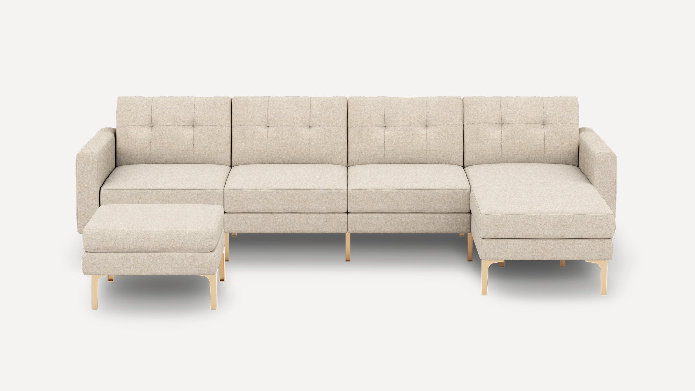 Nomad Plus King Sectional with Ottoman - Georgia Clay - Performance Chenille / Brass - Metal / Block Arm