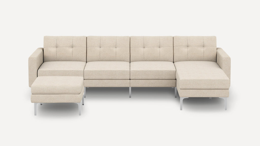 Nomad Plus King Sectional with Ottoman - Georgia Clay - Performance Chenille / Chrome - Metal / Block Arm
