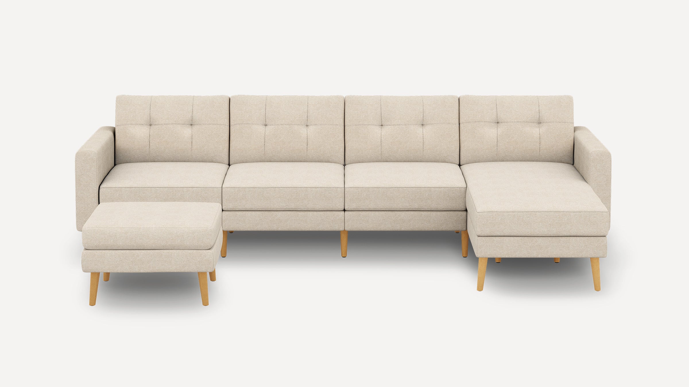 Nomad Plus King Sectional with Ottoman - Georgia Clay - Performance Chenille / Oak - Wood / Block Arm