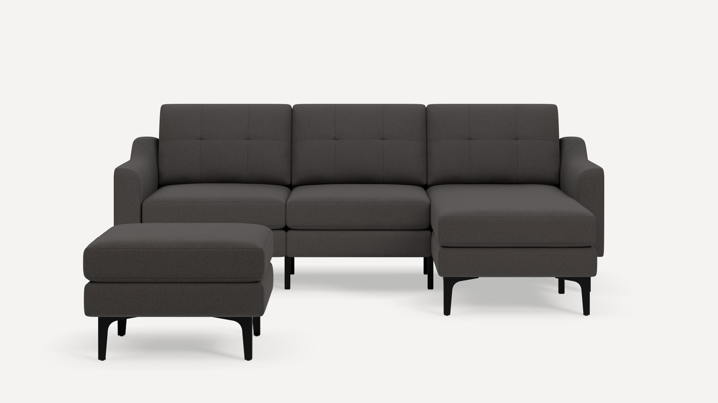 Nomad Plus Sofa Sectional with Ottoman - Heather Charcoal - Performance Chenille / Black - Metal / Slope Arm