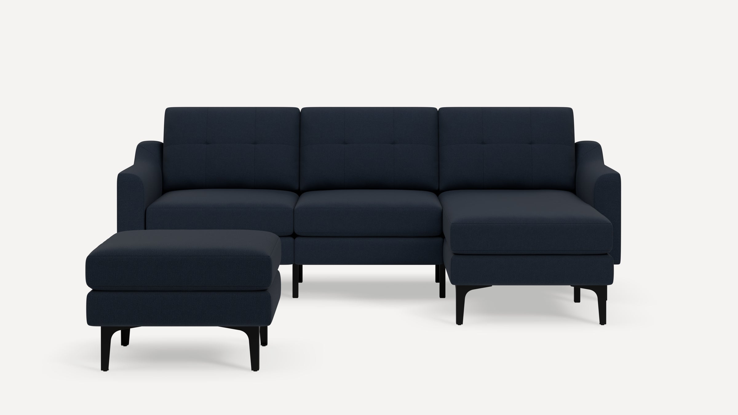 Nomad Plus Sofa Sectional with Ottoman - Navy Blue - Performance Flatweave / Black - Metal / Slope Arm