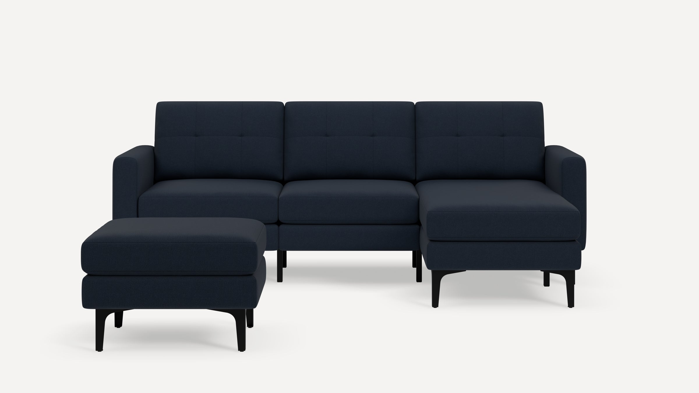 Nomad Plus Sofa Sectional with Ottoman - Navy Blue - Performance Flatweave / Black - Metal / Block Arm