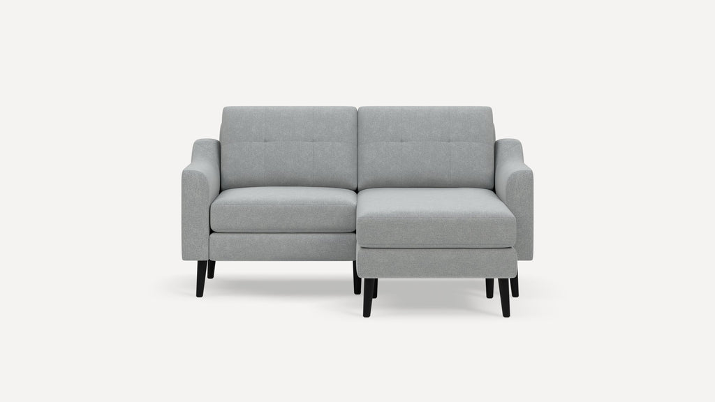 Nomad Plus Loveseat with Chaise - Crushed Gravel - Performance Chenille / Ebony - Wood / Slope Arm