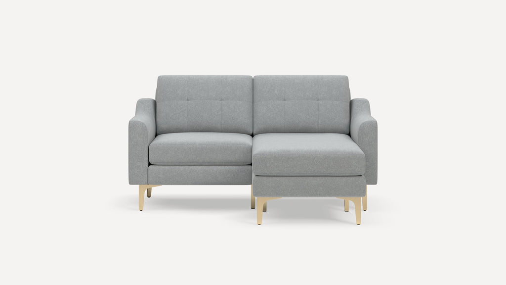 Nomad Plus Loveseat with Chaise - Crushed Gravel - Performance Chenille / Brass - Metal / Slope Arm