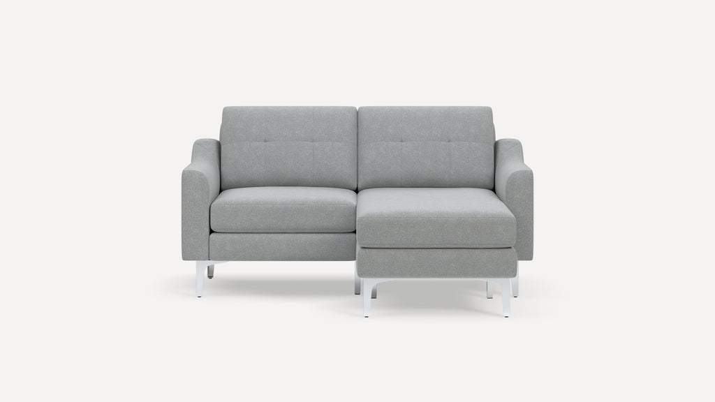 Nomad Plus Loveseat with Chaise - Crushed Gravel - Performance Chenille / Chrome - Metal / Slope Arm