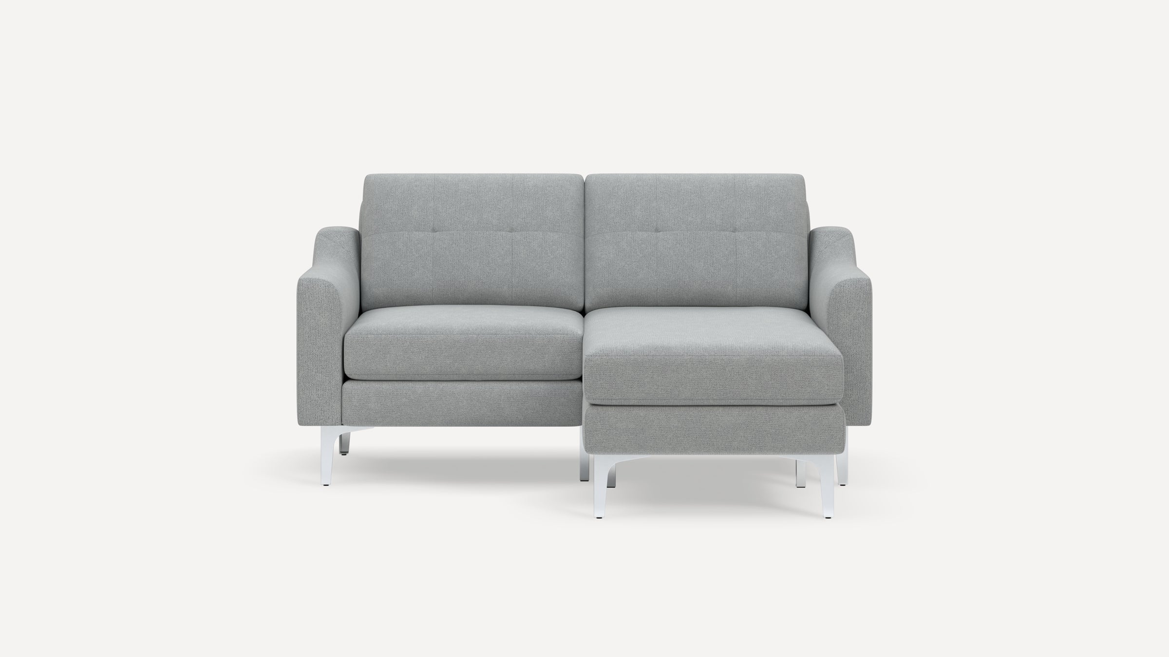 Nomad Plus Loveseat with Chaise - Crushed Gravel - Performance Chenille / Chrome - Metal / Slope Arm