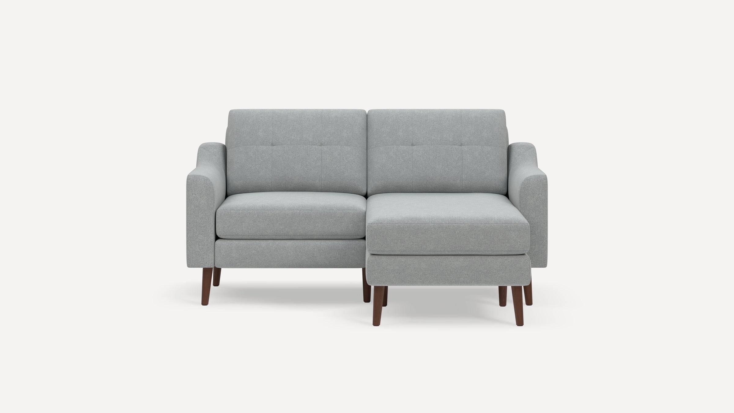 Nomad Plus Loveseat with Chaise - Crushed Gravel - Performance Chenille / Walnut - Wood / Slope Arm