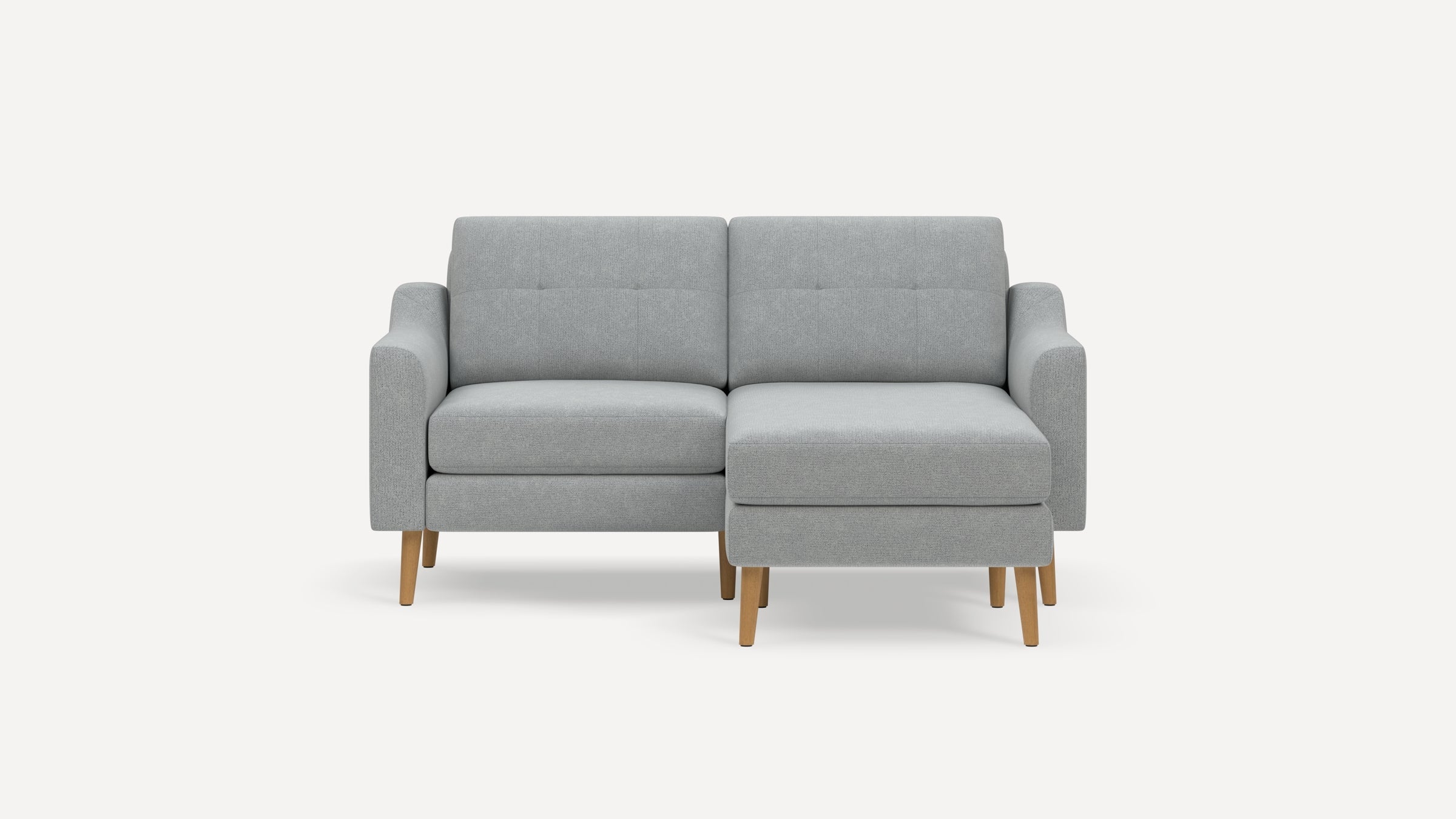 Nomad Plus Loveseat with Chaise - Crushed Gravel - Performance Chenille / Oak - Wood / Slope Arm
