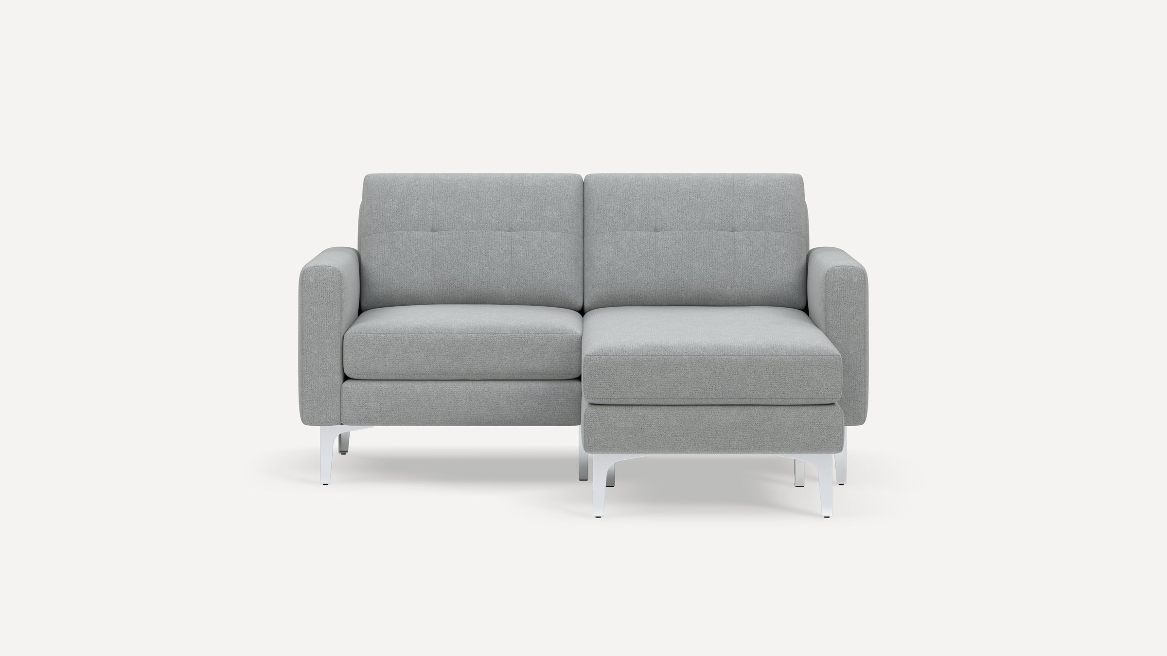 Nomad Plus Loveseat with Chaise - Crushed Gravel - Performance Chenille / Chrome - Metal / Block Arm