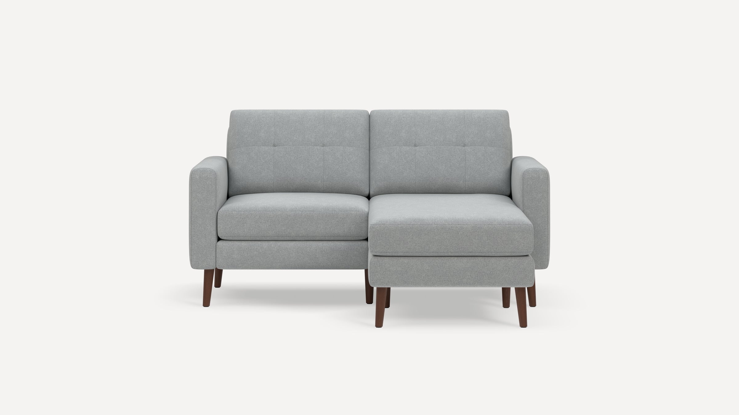 Nomad Plus Loveseat with Chaise - Crushed Gravel - Performance Chenille / Walnut - Wood / Block Arm