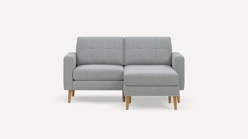 Nomad Plus Loveseat with Chaise - Crushed Gravel - Performance Chenille / Oak - Wood / Block Arm