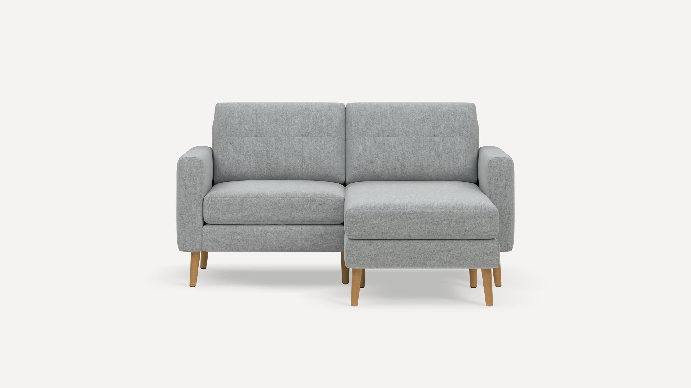 Nomad Plus Loveseat with Chaise - Crushed Gravel - Performance Chenille / Oak - Wood / Block Arm