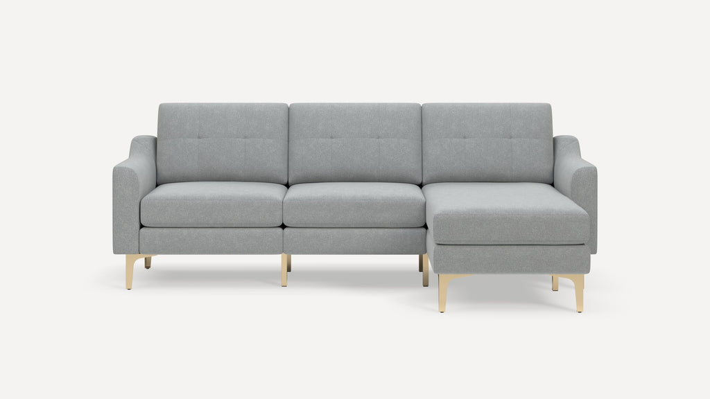 Nomad Plus Sofa Sectional - Crushed Gravel - Performance Chenille / Brass - Metal / Slope Arm