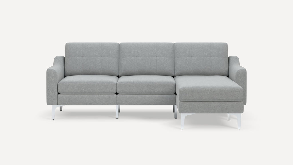 Nomad Plus Sofa Sectional - Crushed Gravel - Performance Chenille / Chrome - Metal / Slope Arm
