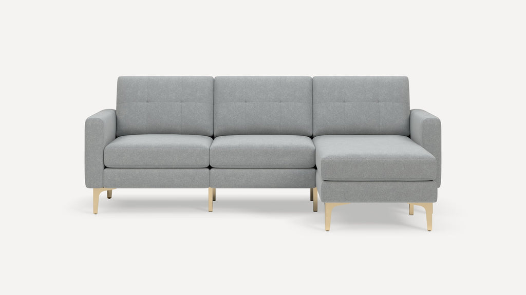Nomad Plus Sofa Sectional - Crushed Gravel - Performance Chenille / Brass - Metal / Block Arm