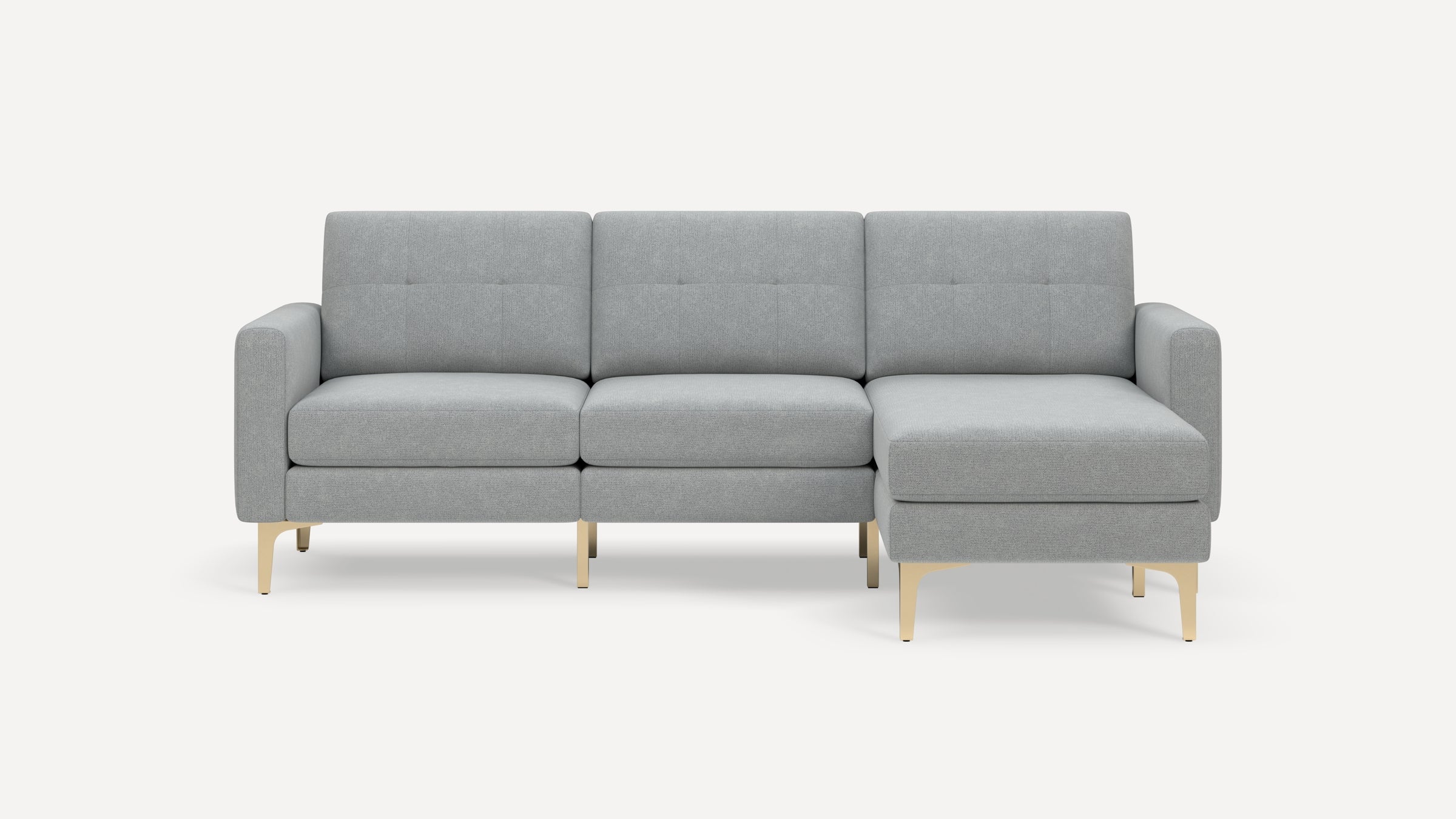 Nomad Plus Sofa Sectional - Crushed Gravel - Performance Chenille / Brass - Metal / Block Arm