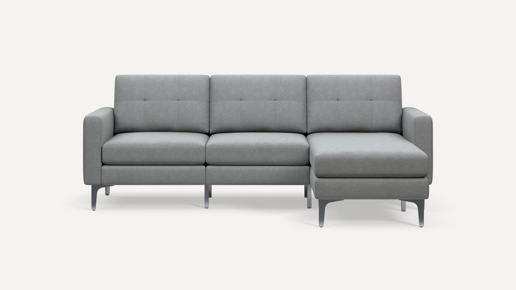 Nomad Plus Sofa Sectional - Crushed Gravel - Performance Chenille / Chrome - Metal / Block Arm