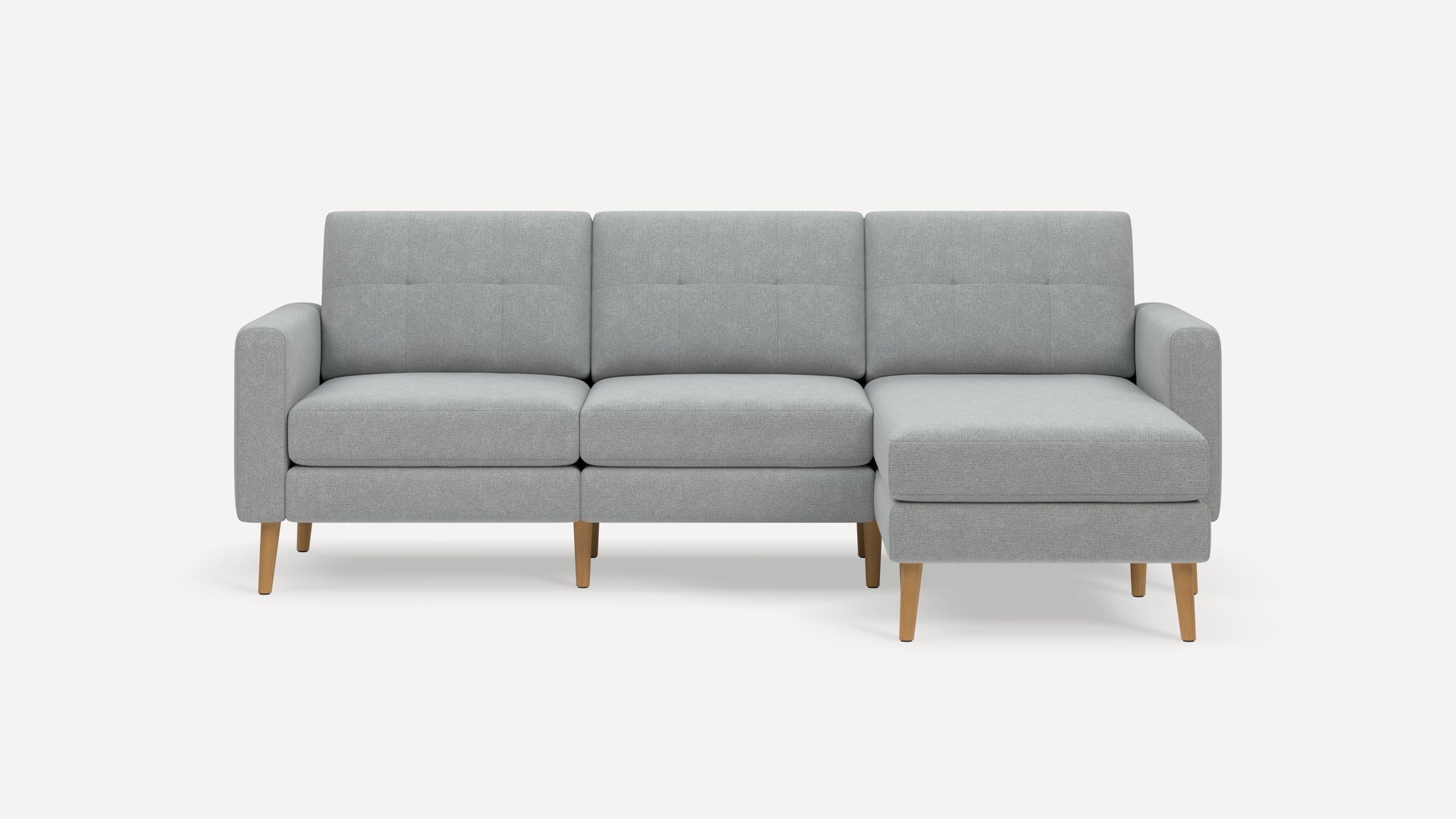 Nomad Plus Sofa Sectional - Crushed Gravel - Performance Chenille / Oak - Wood / Block Arm