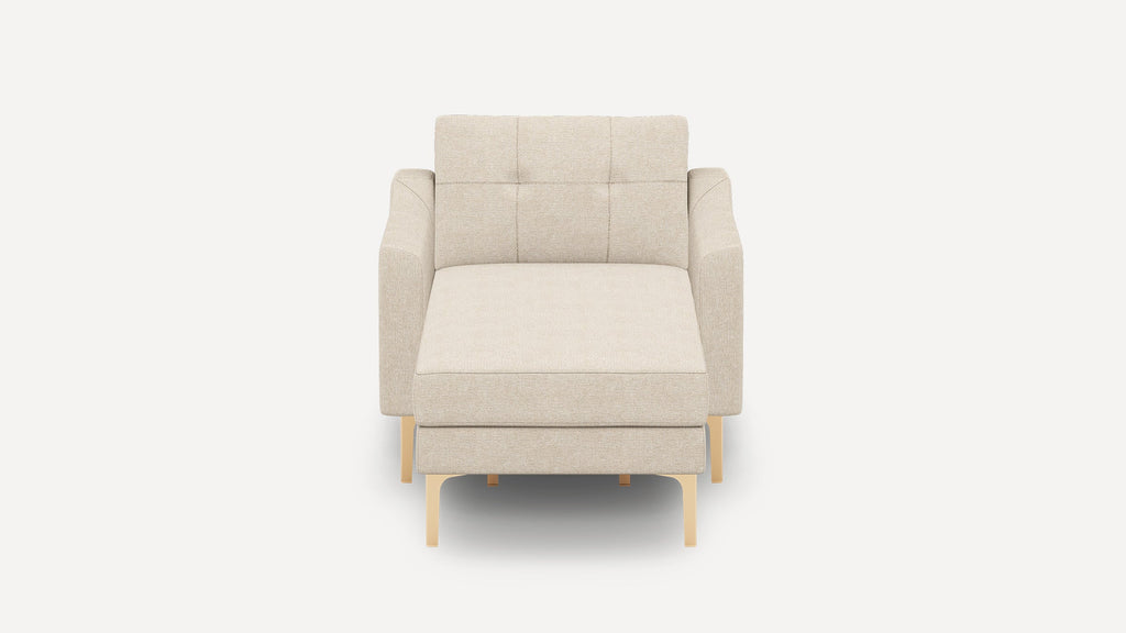 Nomad Plus Armchair with Chaise - Georgia Clay - Performance Chenille / Brass - Metal / Slope Arm