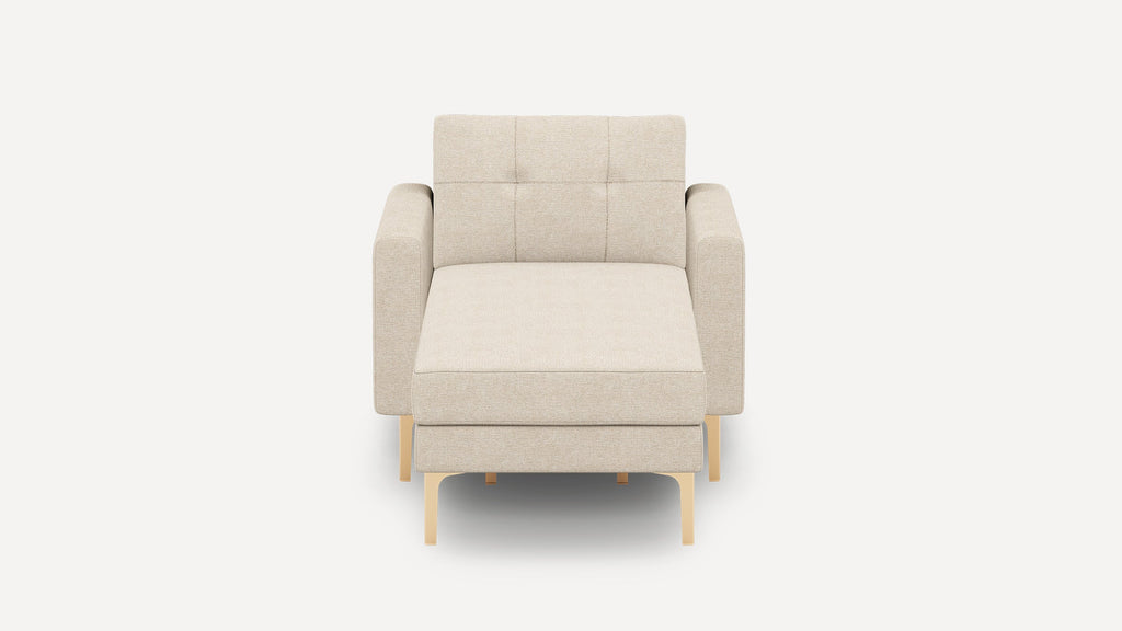 Nomad Plus Armchair with Chaise - Georgia Clay - Performance Chenille / Brass - Metal / Block Arm