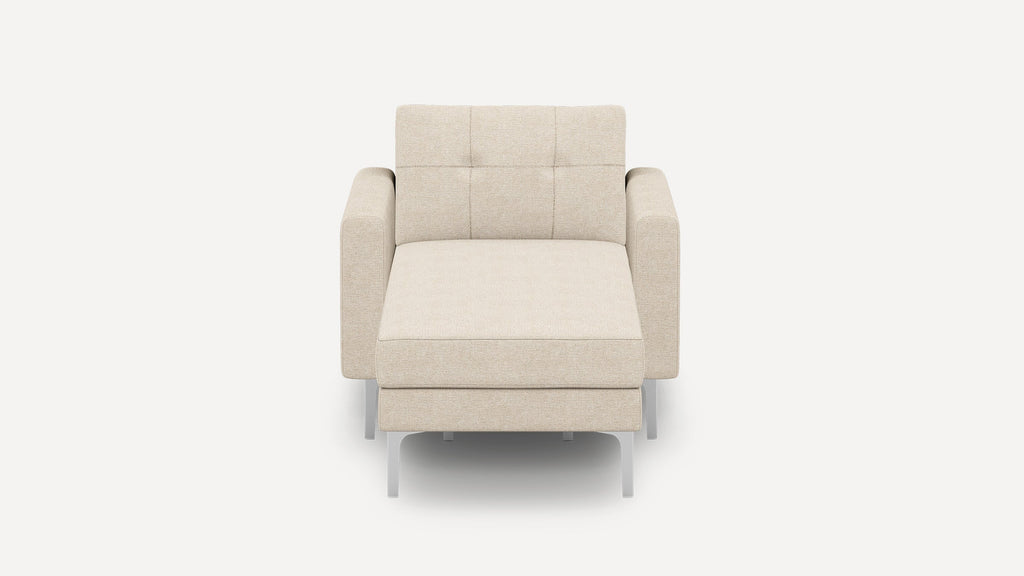 Nomad Plus Armchair with Chaise - Georgia Clay - Performance Chenille / Chrome - Metal / Block Arm