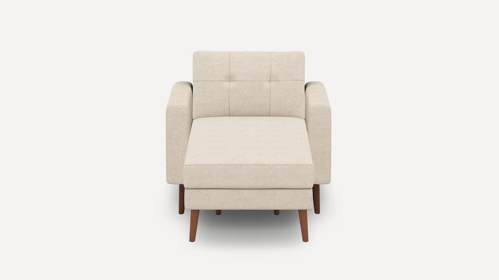 Nomad Plus Armchair with Chaise - Georgia Clay - Performance Chenille / Walnut - Wood / Block Arm