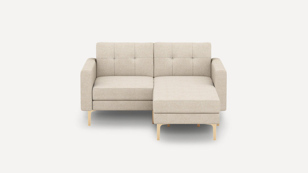 Nomad Plus Loveseat with Chaise - Georgia Clay - Performance Chenille / Brass - Metal / Block Arm