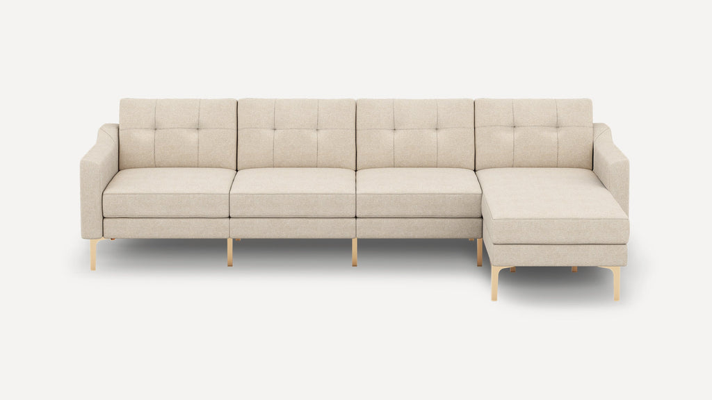 Nomad Plus King Sectional - Georgia Clay - Performance Chenille / Brass - Metal / Slope Arm