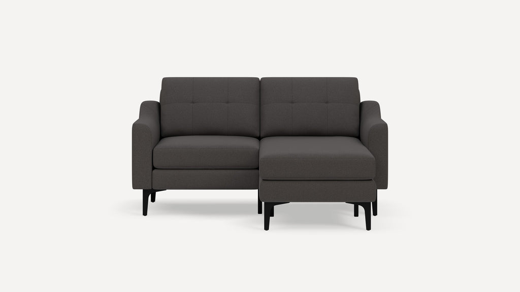 Nomad Plus Loveseat with Chaise - Heather Charcoal - Performance Chenille / Black - Metal / Slope Arm