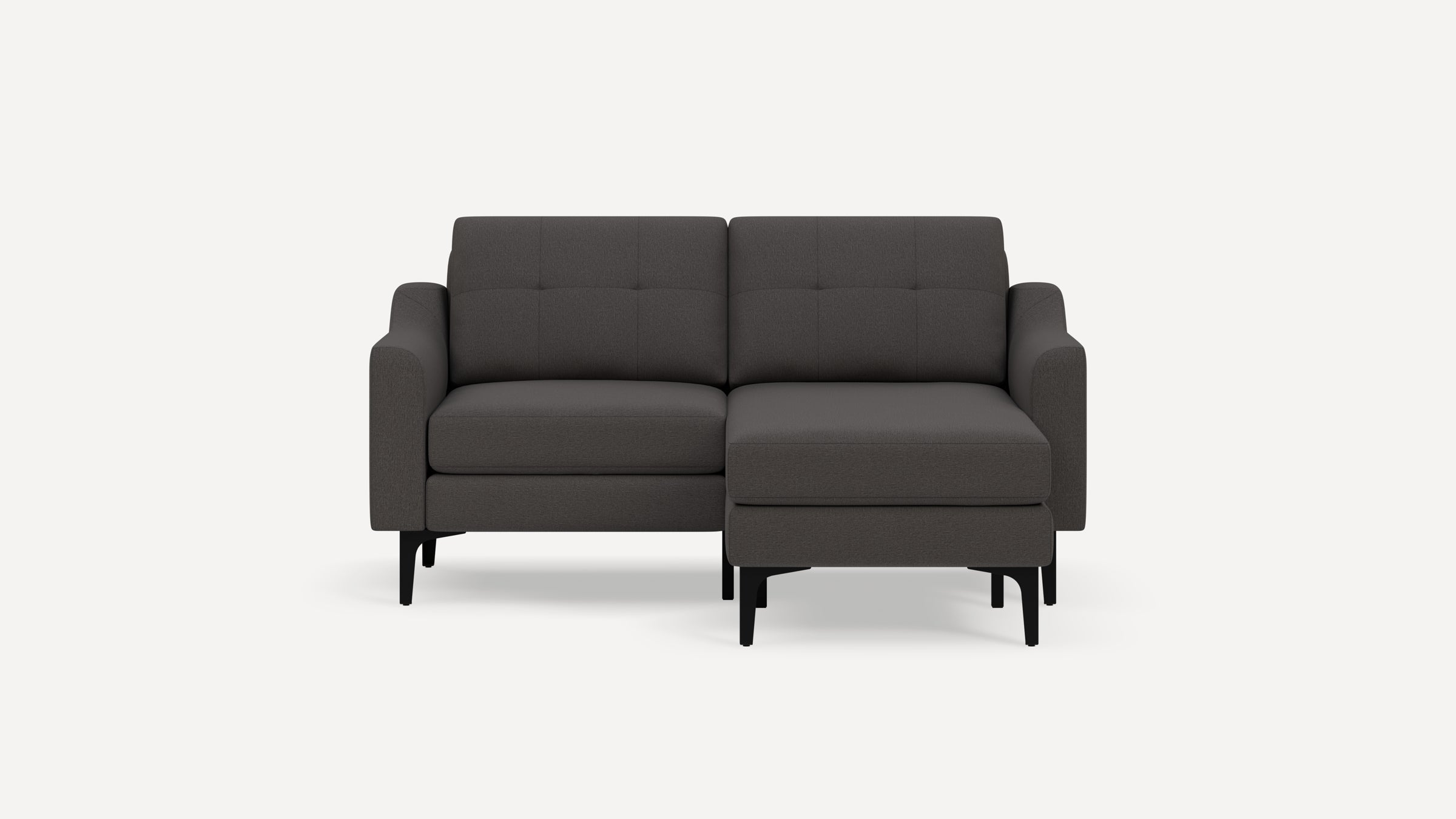 Nomad Plus Loveseat with Chaise - Heather Charcoal - Performance Chenille / Black - Metal / Slope Arm