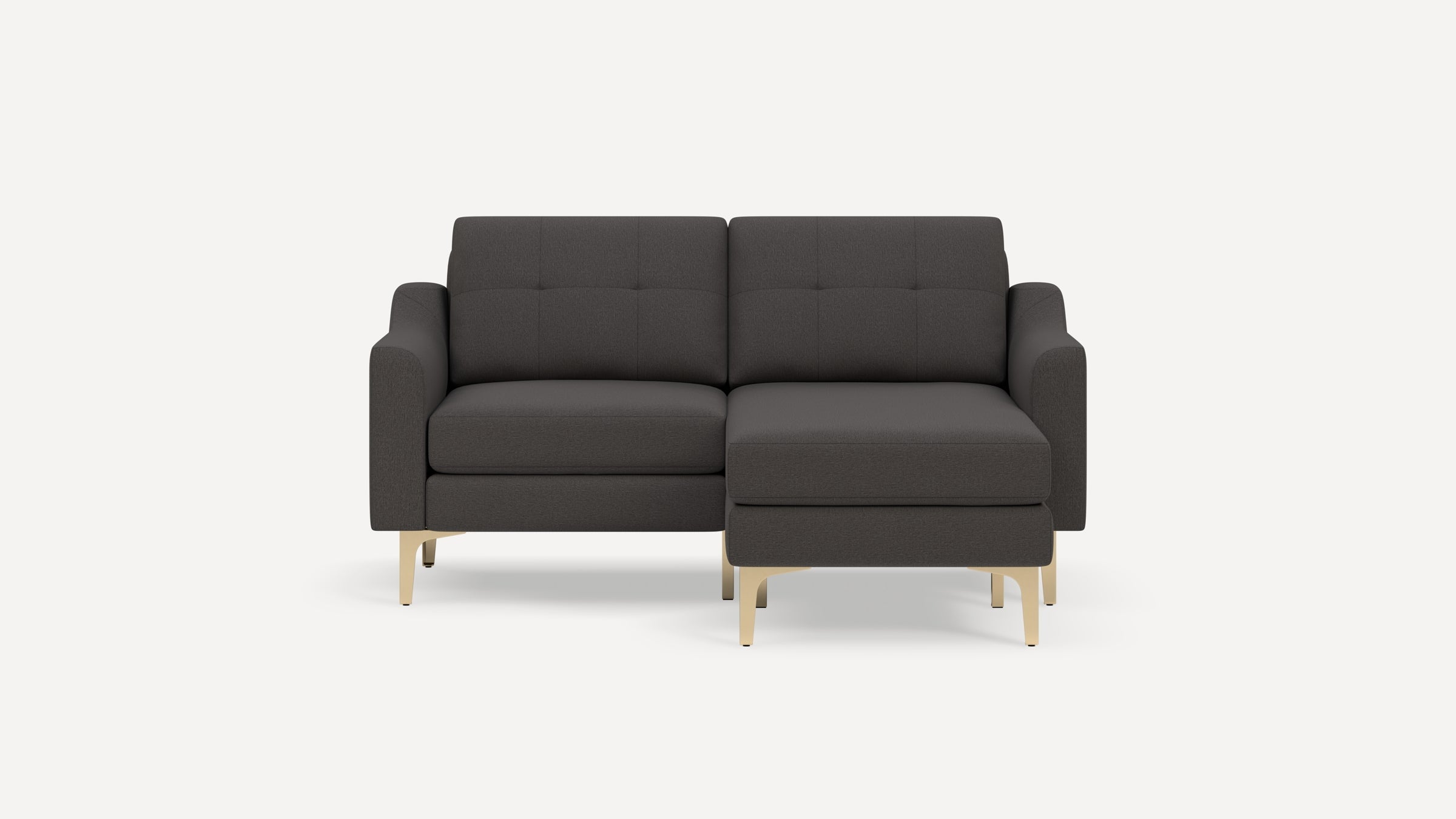 Nomad Plus Loveseat with Chaise - Heather Charcoal - Performance Chenille / Brass - Metal / Slope Arm