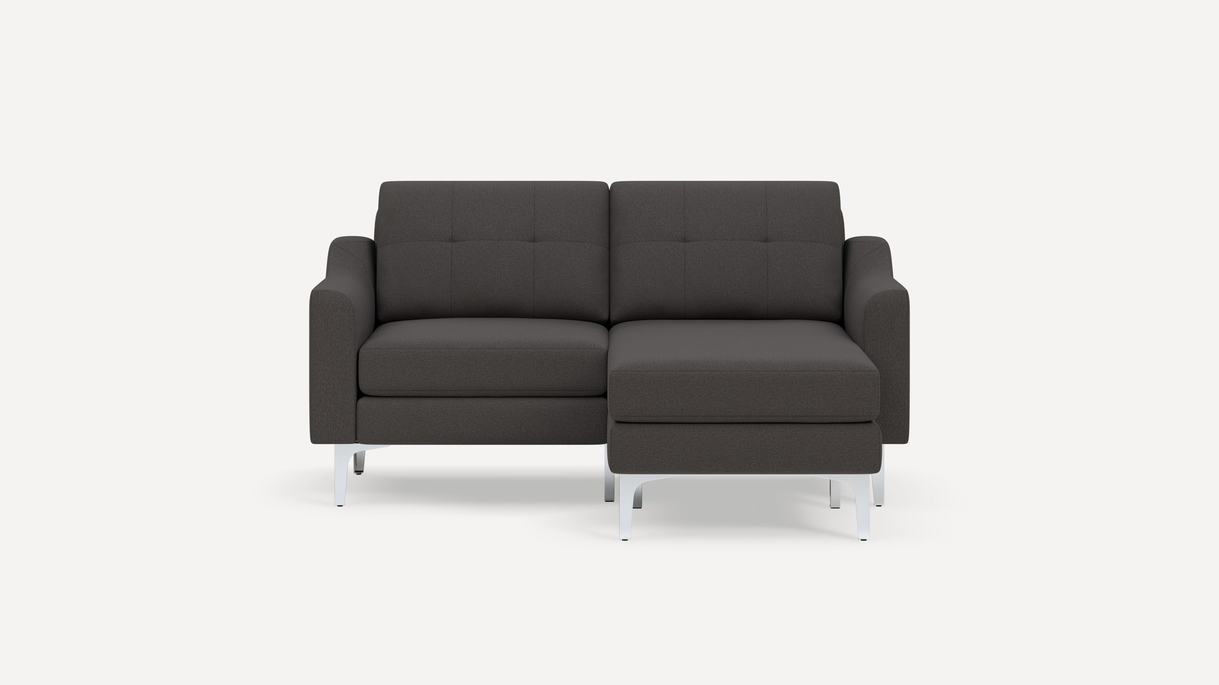Nomad Plus Loveseat with Chaise - Heather Charcoal - Performance Chenille / Chrome - Metal / Slope Arm