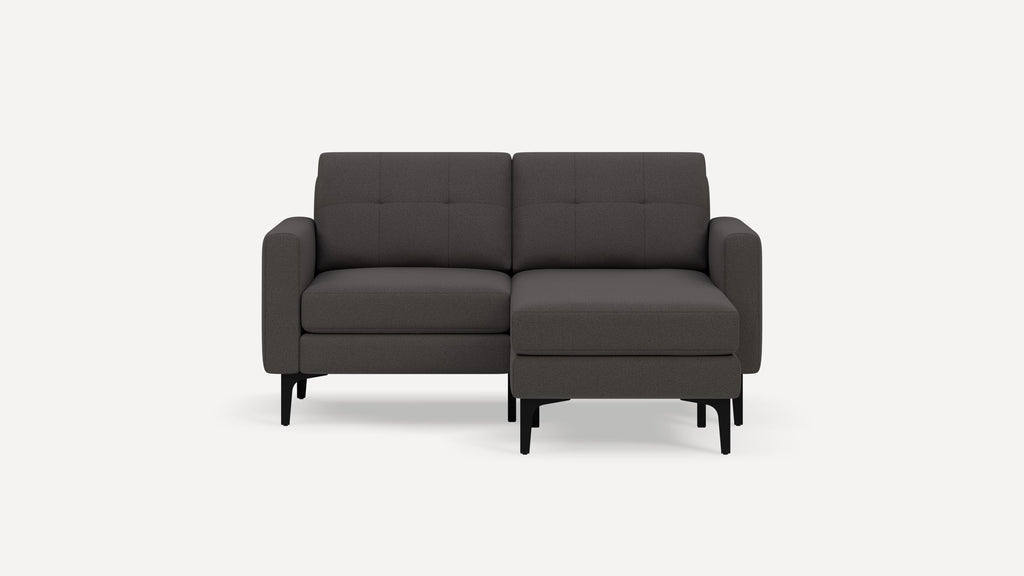 Nomad Plus Loveseat with Chaise - Heather Charcoal - Performance Chenille / Black - Metal / Block Arm