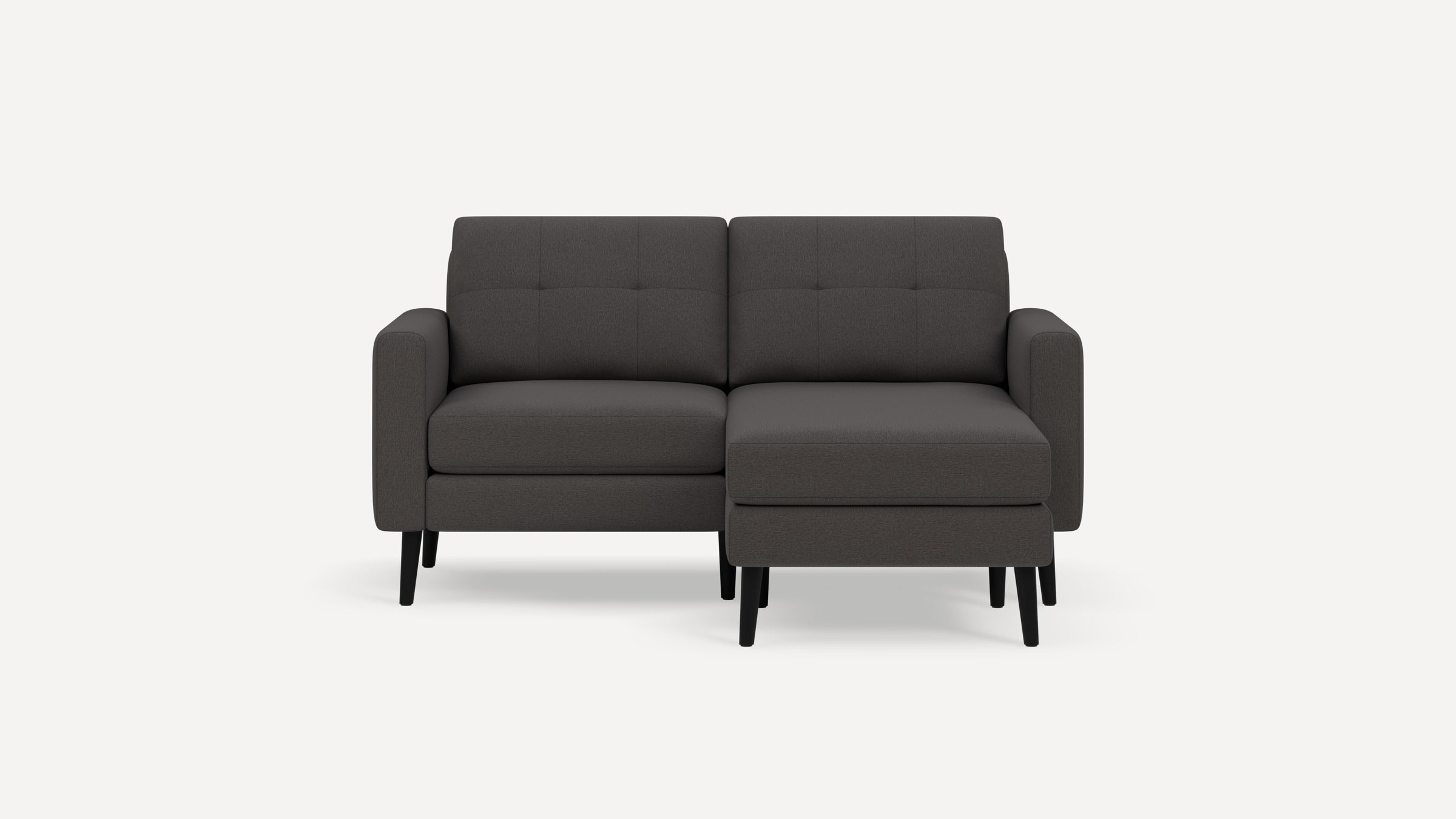 Nomad Plus Loveseat with Chaise - Heather Charcoal - Performance Chenille / Ebony - Wood / Block Arm