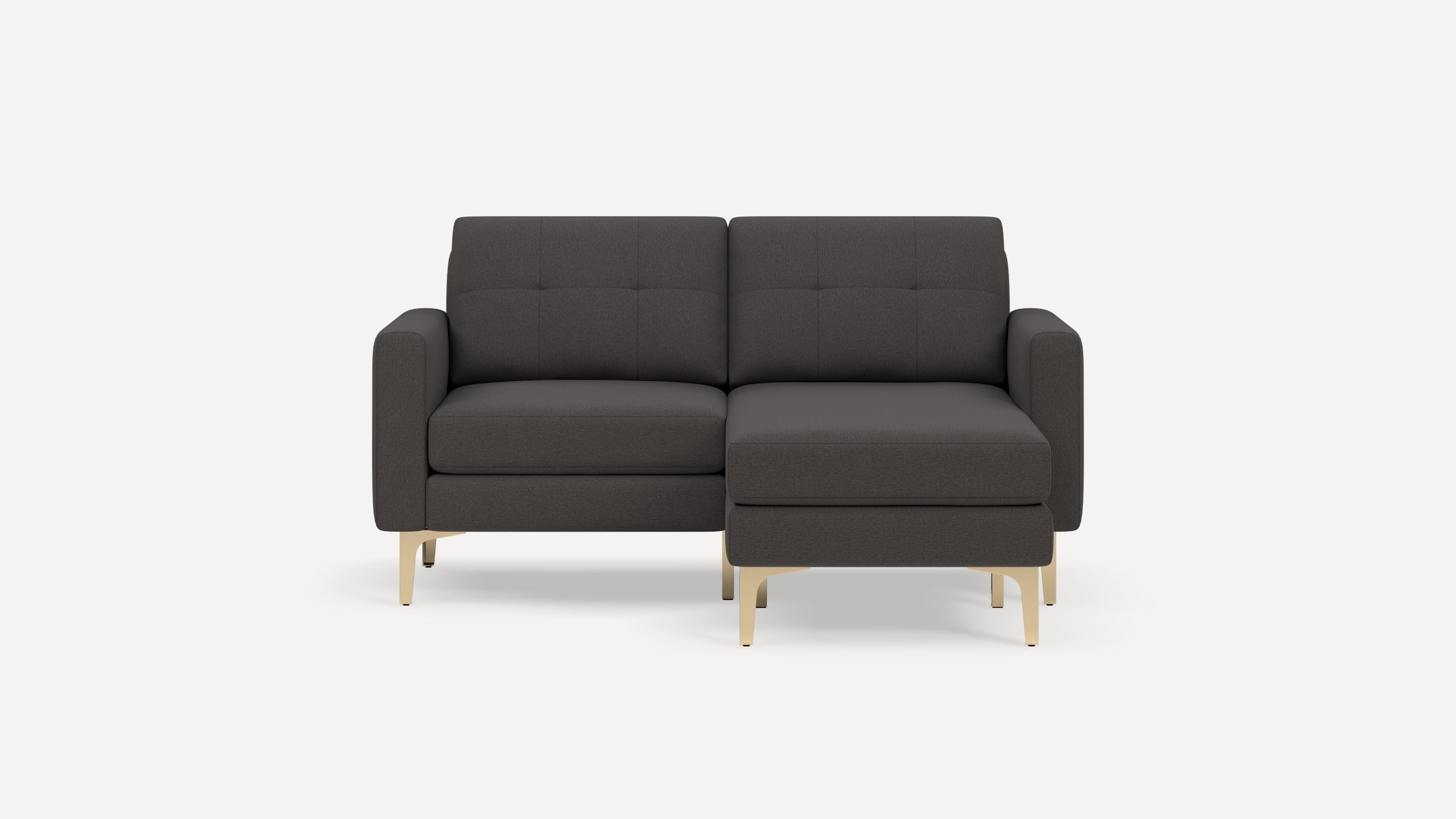 Nomad Plus Loveseat with Chaise - Heather Charcoal - Performance Chenille / Brass - Metal / Block Arm