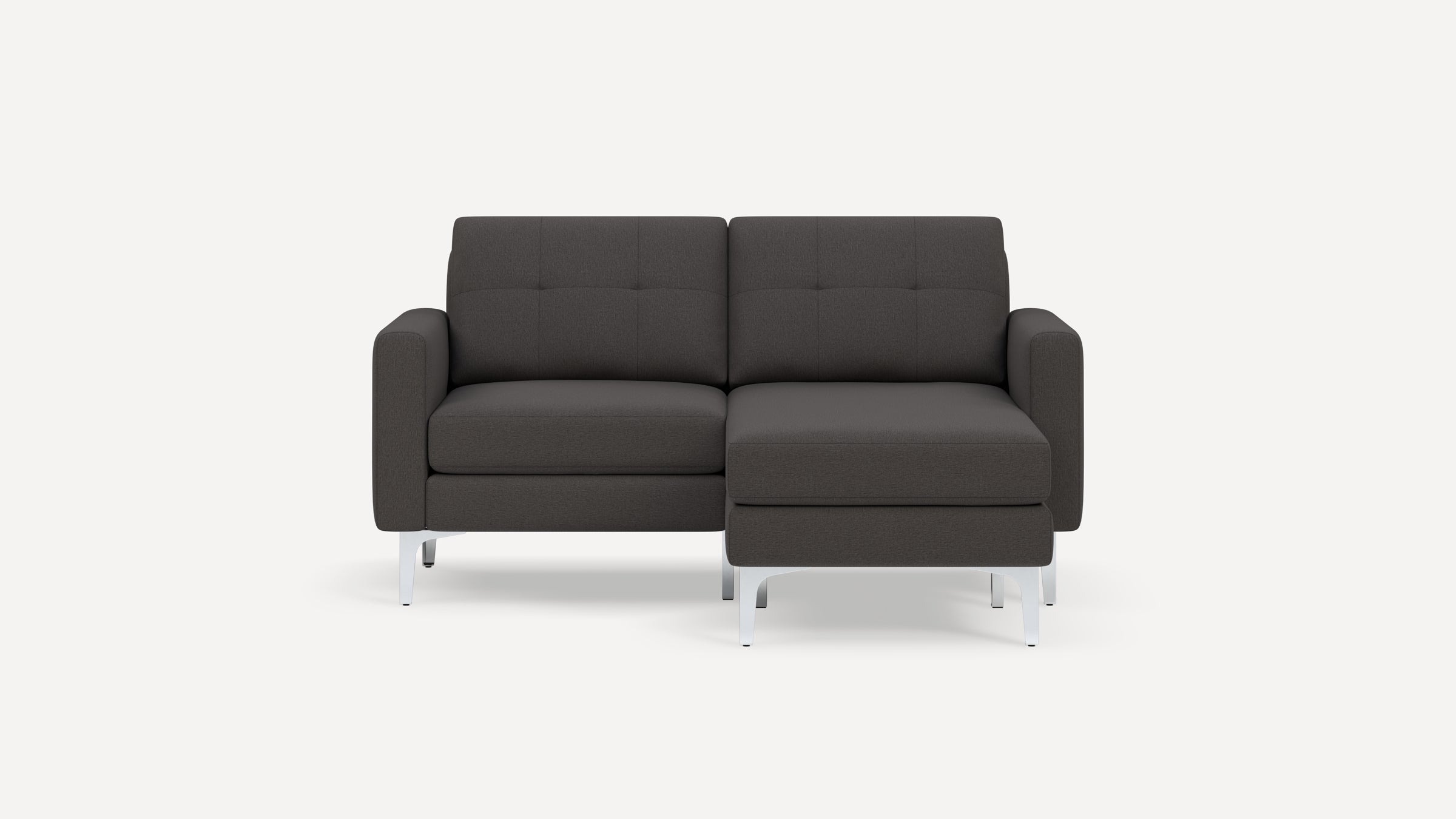 Nomad Plus Loveseat with Chaise - Heather Charcoal - Performance Chenille / Chrome - Metal / Block Arm